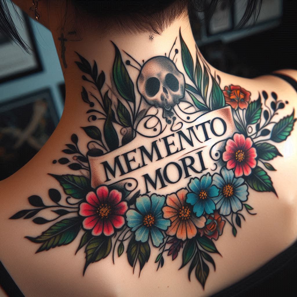 Memento Mori Neck Tattoo